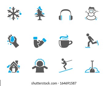 Winter icons in duo tone colors