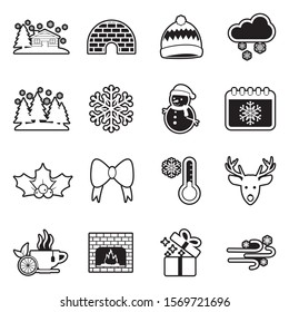 Winter Icons. Line With Fill Design. Vector Illustration.