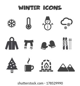 Winter Icons, Mono Vector Symbols
