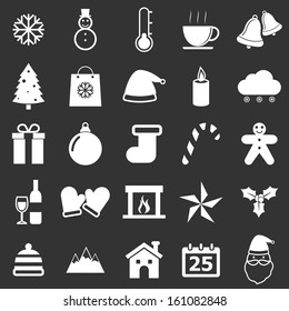 Winter icons on black background, stock vector