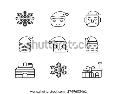 Winter Icons Outline Featuring Stunning Minimalist Holiday Symbols