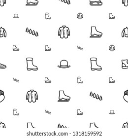 winter icons pattern seamless white background. Included editable outline jacket, hat, ice skate, pine tree, boot, heart frozen icons. winter icons for web and mobile.