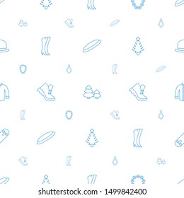 winter icons pattern seamless white background. Included editable line hockey puck, pine tree, garland, woman boots, boot, Christmas tree icons. winter icons for web and mobile.