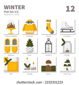 Winter icons set, Flat, vector and illustration set 2