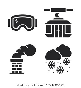 Winter Icons Set = goggles, cable car, chimney, snowflake. Perfect for website mobile app, app icons, presentation, illustration and any other projects.