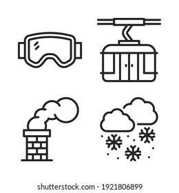 Winter Icons Set = goggles, cable car, chimney, snowflake. Perfect for website mobile app, app icons, presentation, illustration and any other projects.
