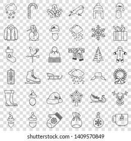Winter icons set. Outline style of 36 winter vector icons for web for any design