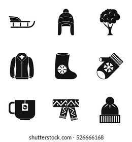 Winter icons set. Simple illustration of 9 winter vector icons for web
