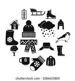 Winter icons set in simple style. Winter season elements set collection vector illustration