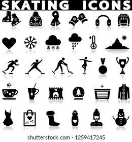 Winter icons set in simple style.