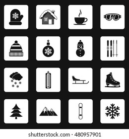 Winter icons set in simple style. Winter sport set collection vector illustration