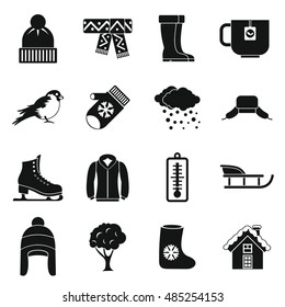 Winter icons set in simple style. Winter season elements set collection vector illustration