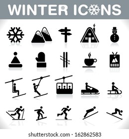 Winter Icons Set - Ski sport - VECTOR