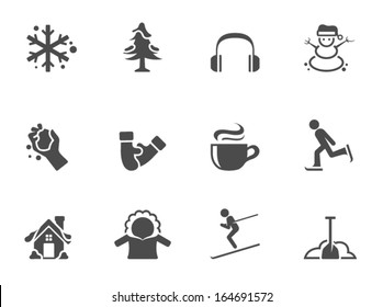 Winter icons in single color
