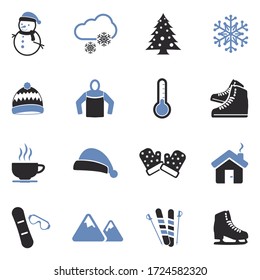 Winter Icons. Two Tone Flat Design. Vector Illustration.