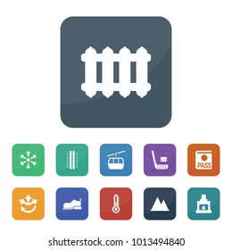 Winter icons. vector collection filled winter icons such as thermometer, passport, air conditioning, mountain, radiator, fireplace, boot, hockey, cable car, ski