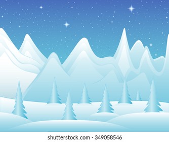 Winter icy mountains vector landscape