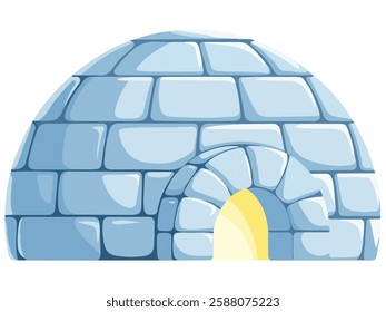 Winter Igloo Made of Ice Blocks Vector Illustration