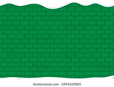 Winter illustration of brick wall with snow on top. christmas. December. 