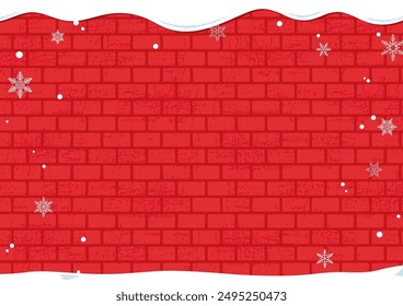 Winter illustration of brick wall with snow on top. christmas. December. 