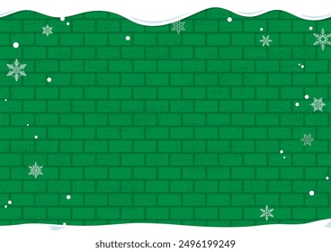 Ilustración de invierno de pared de ladrillo con nieve en la parte superior. Navidad. diciembre. 