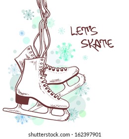 Winter illustration or card with skates