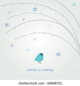 Ilustración de invierno con pájaro lindo