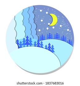 winter illustration flat vector with snow and moon concept