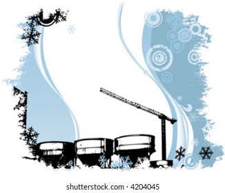 winter illustration of an industrial site making cement