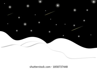 winter illustration, night starry sky