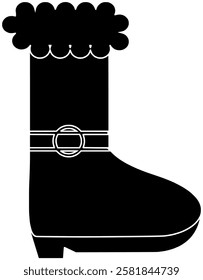 winter illustration snow silhouette shoe logo boot icon cold outline footwear foot fashion leather shoes hiking warm outdoor boots shape to vector graphic background
