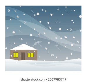 Winter illustration with snowfall.Vector background.