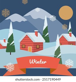 Ilustración de invierno con tamaño cuadrado