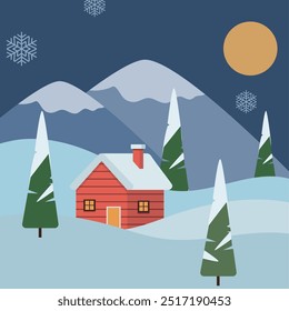 Winter illustration with square size