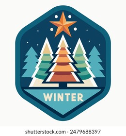 Winter Ilustration Logo with snow and tree for your community or event