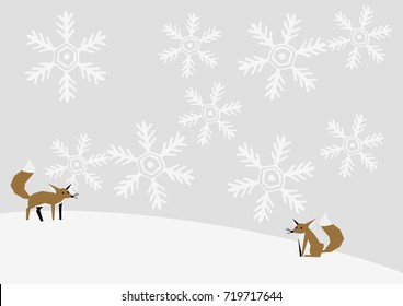 Winter image with fox.