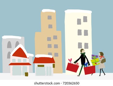 Winter image.Winter material.shopping.A bargain.