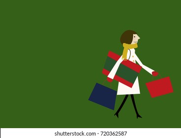 Winter image.Winter material.shopping.A bargain.Female.