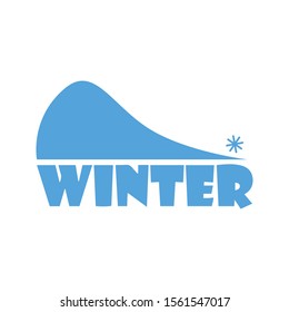Winter. The inscription with abstract mountains of snow and snowflakes, blue color. Logo design,
banner, flyer, postcard, print.
