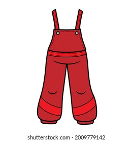 winter insulated trousers with straps color variation for coloring page isolated on white background