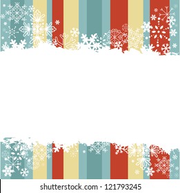 Winter invitation postcard with snowflakes and grungy empty  place for text