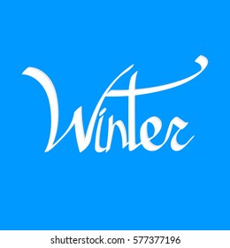 Winter, isolated calligraphy lettering, word design template, vector illustration
