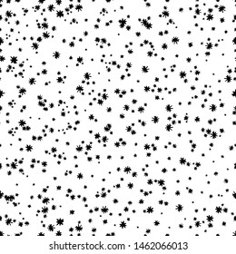 Winter isolated hand drawn snowflakes seamless pattern. Cute, simple vector snowflakes for postcard and poster graphic design for textile, wrapping paper,hand drawn style christmas winter backgrounds.