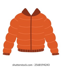 Winter jacket in cartoon style isolated on white background. Hand drawn warm outwear for cold weather. Vector illustration