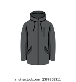 Winter jacket  flat element. Winter clothes. Vector isolated sign. Digital illustration for web page, mobile app, promo.