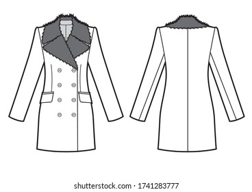 winter jacket with fur collar sketch