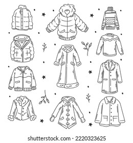 Winter jacket hand-drawn doodles coloring