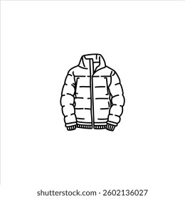 Winter Jacket outline illustration. Winter fashion black line illustration