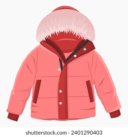 Winterjacke, Vektorgrafik einzeln auf weißem Hintergrund.