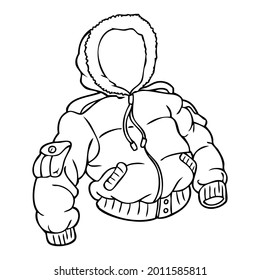 winter jacket vector illustration,isolated on white background,top view
